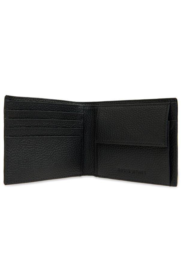 Black Monogrammed leather wallet Emporio Armani Vitkac GB